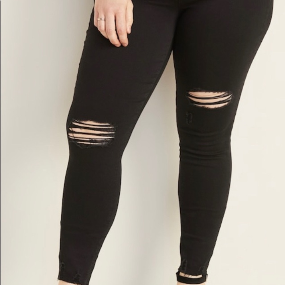Distressed black denim Jeggings for Women